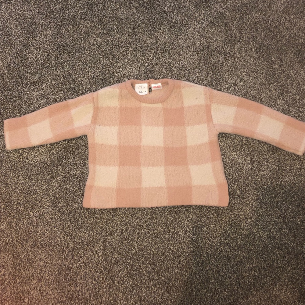 Zara baby pink check sweater